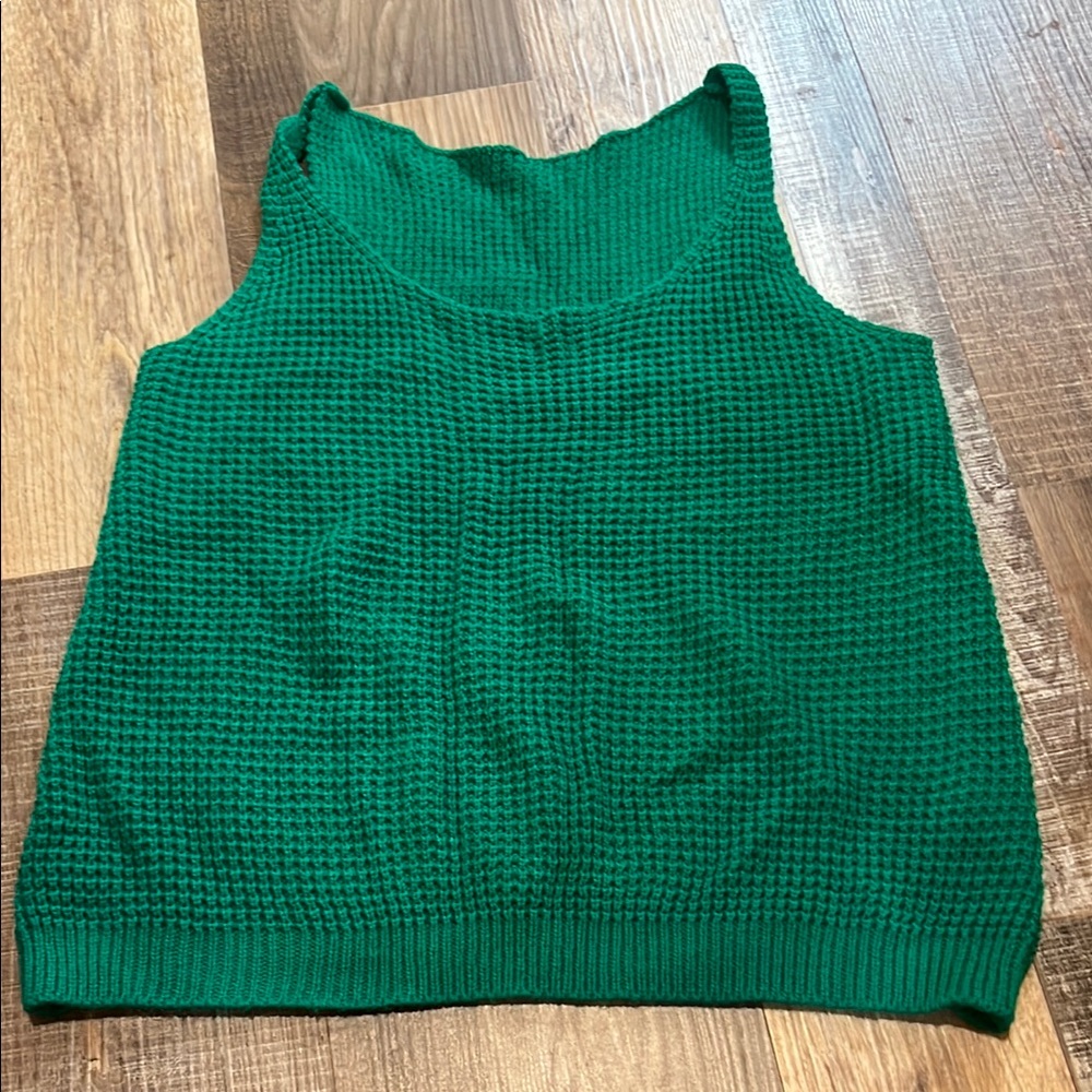 SHEIN Green Ribbed Sleeveless Tank Top